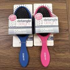 2 CONAIR Detangle Brushes Wet/Dry All Hair Types Flex Bristles Pink Blue