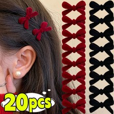Mini Red Velvet Bow Hair Clips Little Girls Sweet Candy Color Velvet Small Bow K