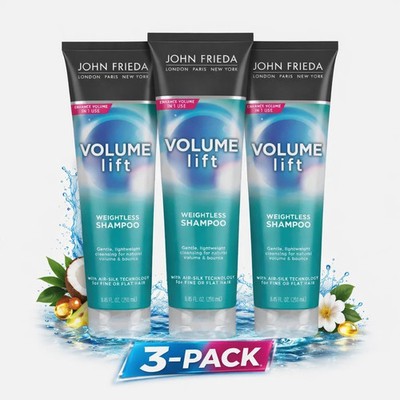 3-Pack John Frieda VOLUME LIFT WEIGHTLESS SHAMPOO Fine or Flat Hair 8.45 oz