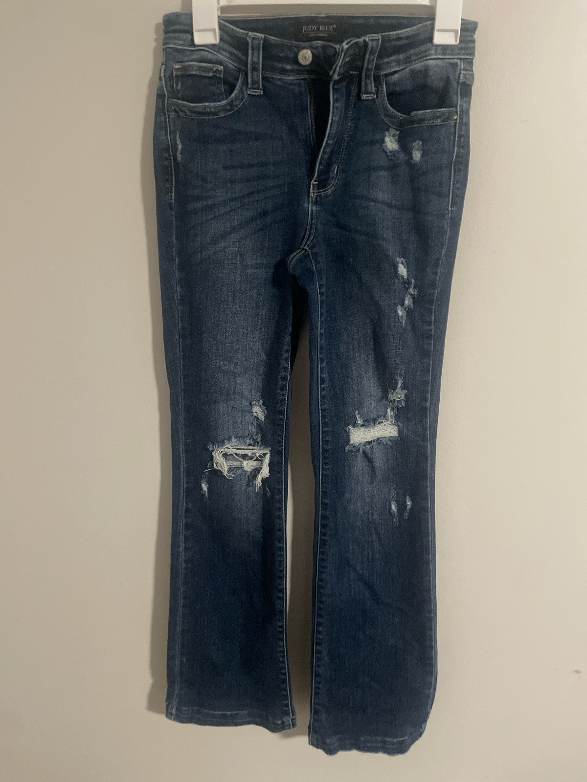 Judy Blue Distressed Medium Wash Denim Jeans Solid 5-Pocket Button Zip Women