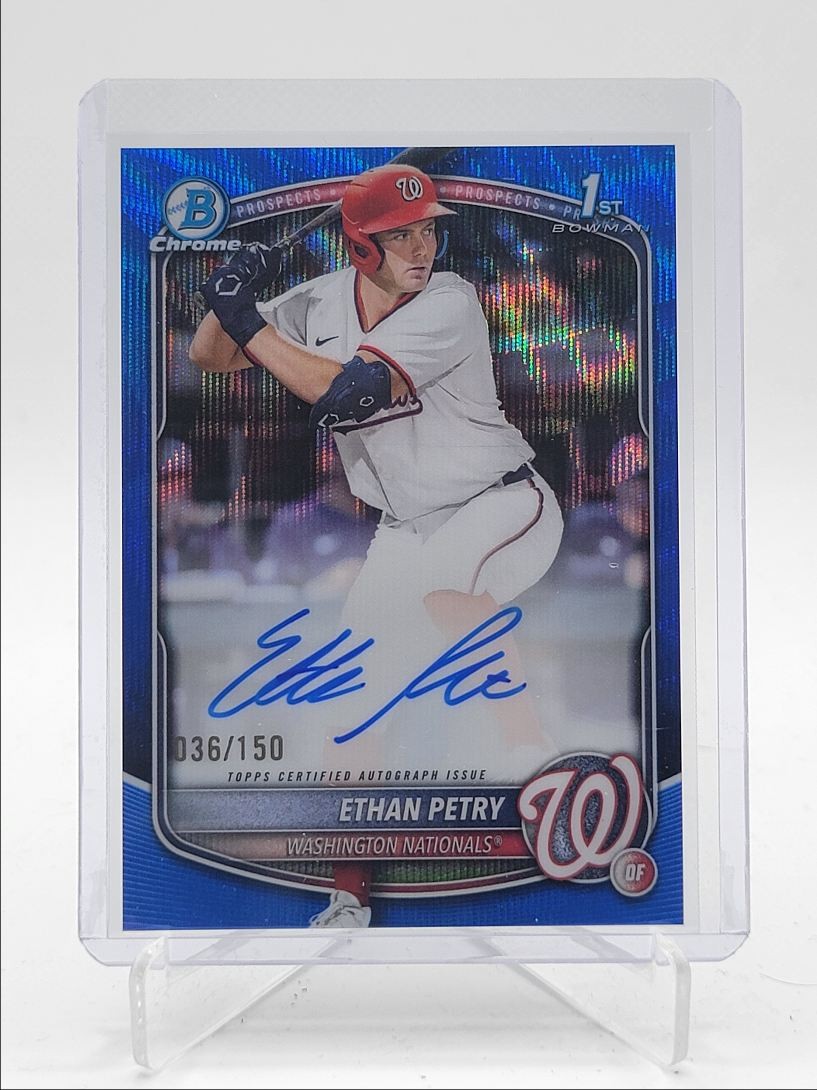 ETHAN PETRY 2025 BOWMAN CHROME DRAFT 1ST BLUE WAVE REFRACTOR AUTO /150 Q4450