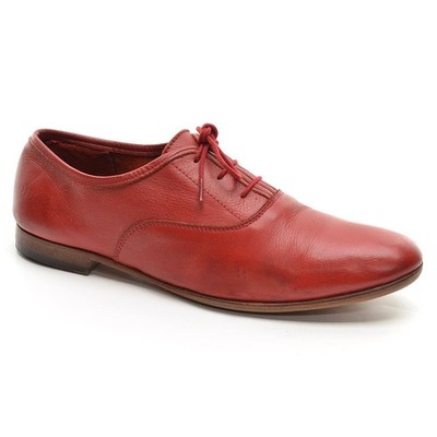 Womens Common Projects Plain Toe Oxfords 40 / 10 Red Leather Lace Up Flat Shoes
