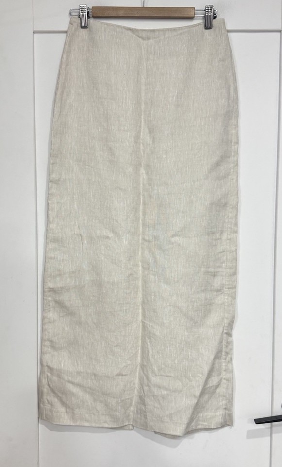 WITCHERY Linen Slip Skirt Sz 8 Flax
