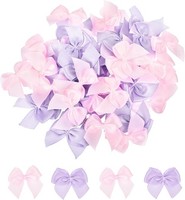 100X Mini Satin Schleifen Stoffblumen Basteln NäHen Hochzeit Diy Pink Lila