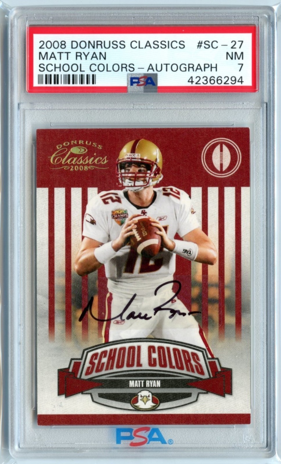 Matt Ryan Donruss Classics School Colors #SC27 Autograph