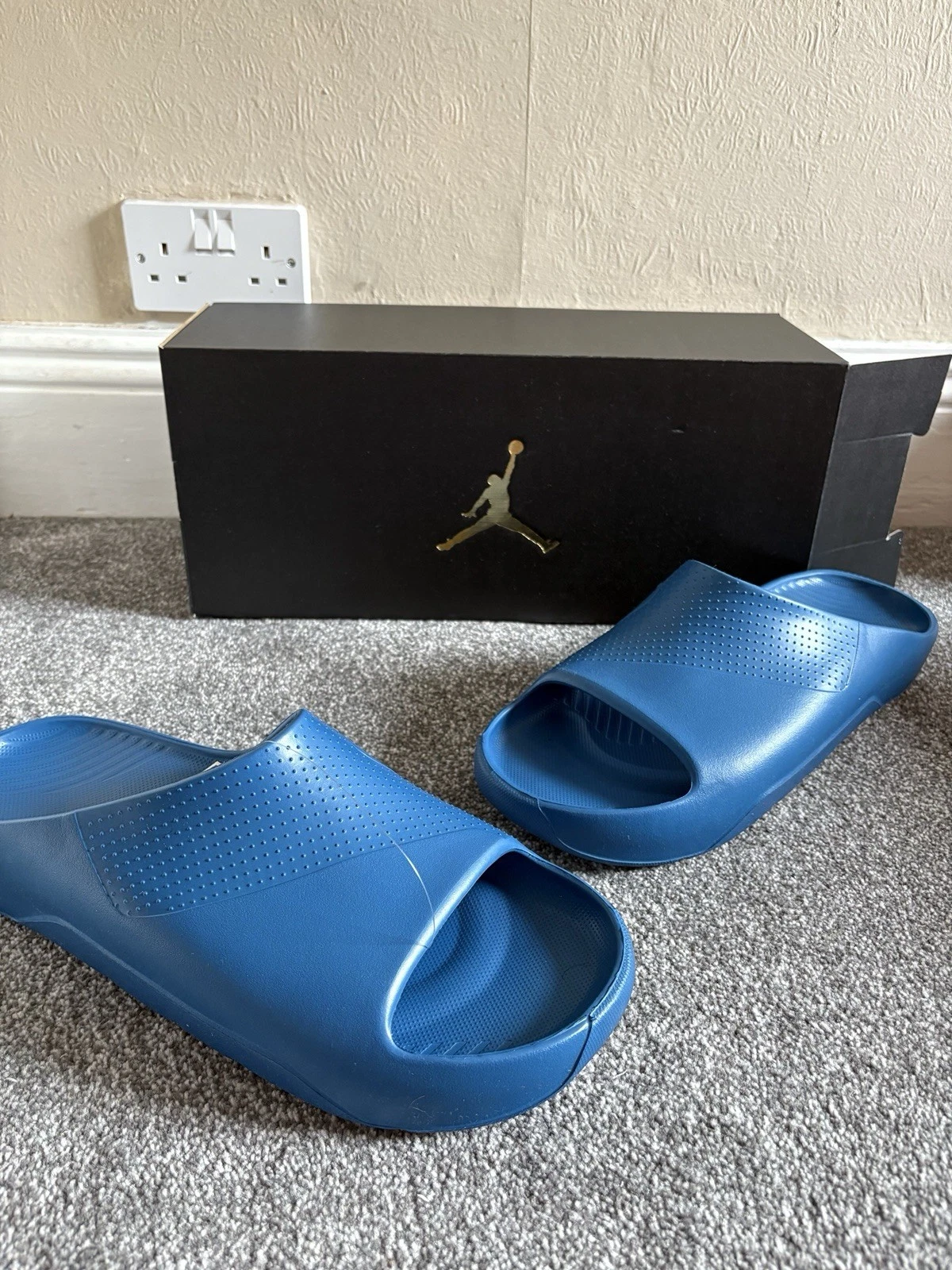 Sandali Nike Air Jordan Post Slide taglia UK 16 blu industriale DX5575 401 nuovi