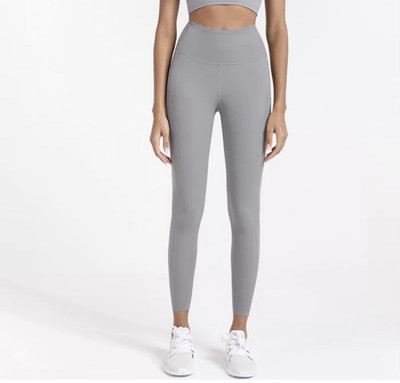 Women s Gray Solid High Rise Ankle Stretch Leggings Spandex/Polyester S