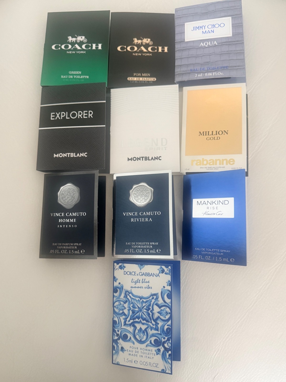 Samples Rabanne Dolce Gabbana Montblanc Coach