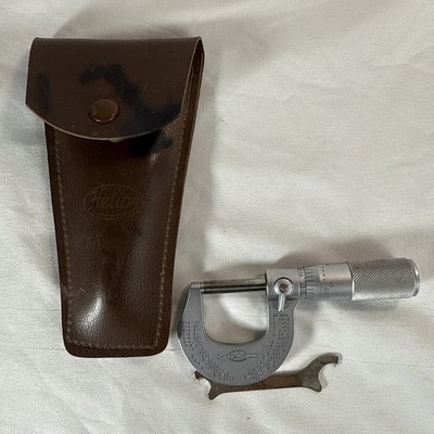 Helios 0-1'' Micrometer + SMALL SPANNER WRENCH VINTAGE WITH LEATHER CASE 3G