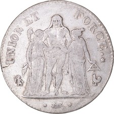Coin, France, Union et Force, 5 Francs, AN 7 (1798-1799), Paris, S+