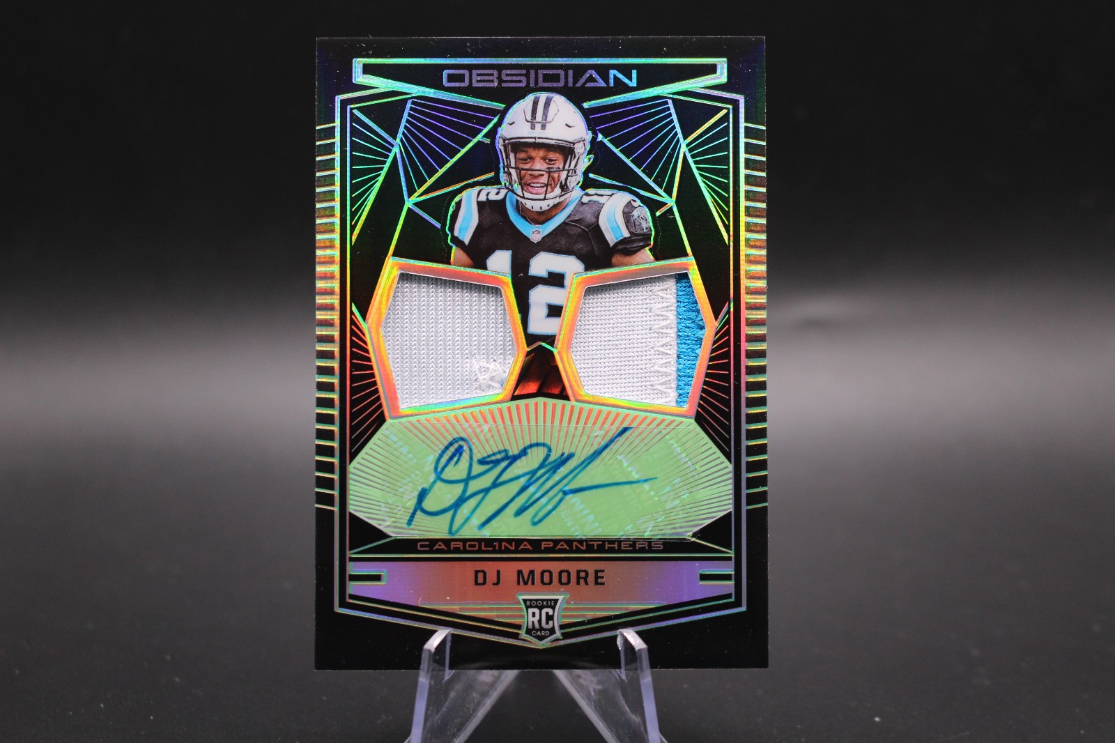 DJ Moore Panini Obsidian Rookie Jersey Ink Dual Relics #4 Electric Etch Green