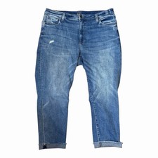 Kut From The Kloth Womens Crop Straight Leg Jeans Sz 16W Distressed 5 Pocket