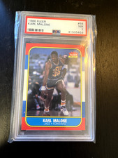1986-1987 Karl Malone PSA 7 Fleer Rookie Card RC #68 HOF Utah Jazz. rookie card picture