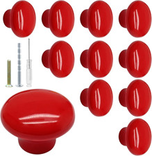 Red Ceramic Kitchen Cabinet Knobs, 32Mm/1.26 Inch, 10 Pack  Retro Vintage round