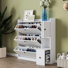 Vinsetto Shoe Cabinet with 3 Flip Drawers