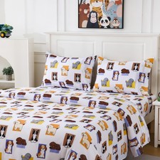 Pet Dog Twin Sheets Set for Kids, Soft Microfiber Bed Sheet Set for Boy Girls...