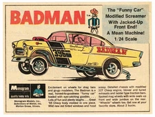 BADMAN 55 Chevy Gasser AD Monogram Model kit, drag racing decal sticker