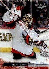 2022-23 Upper Deck Clear Cut Acetate Anton Forsberg Ottawa Senators #128