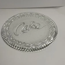 Vintage Clear Pressed Glass Cake Dessert Serving Dish 13”