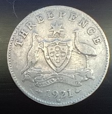 🟪 AUSTRALIA  1921-M  - Three Pence - King George V - SILVER -  King GV 3d -NICE
