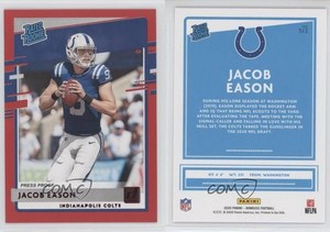 2020 Panini Donruss Rated Rookie Press Proof Red Jacob Eason #312 Rookie RC