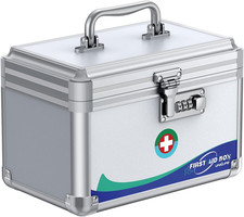 Uniclife Medicine Lock Box First Aid Box with Combination Lock & Handle Portable