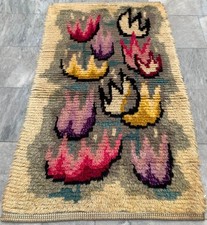 3 x 4 Feet Vintage Swedish Scandinavian Fluffy Wool Rug 129 x 89 cm