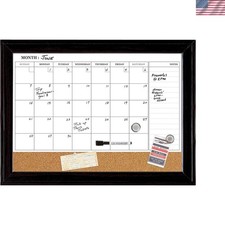 Combination Magnetic Whiteboard Calendar  Corkboard, 17" x 23" Combo Dry Era...