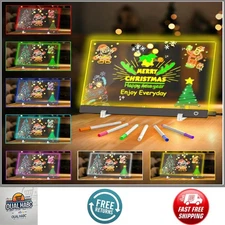 7-Color LED Drawing Board Kids Light Up Doodle Pad w/ Markers Gift Night Board