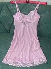 Vtg Victoria s Secret Medium Chemise Purple Pink Lace Bustier Slip Modal