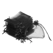 Organza Bags, 100 Pcs 3.54x2.8 Inch Drawstring Mini Pouches, Black
