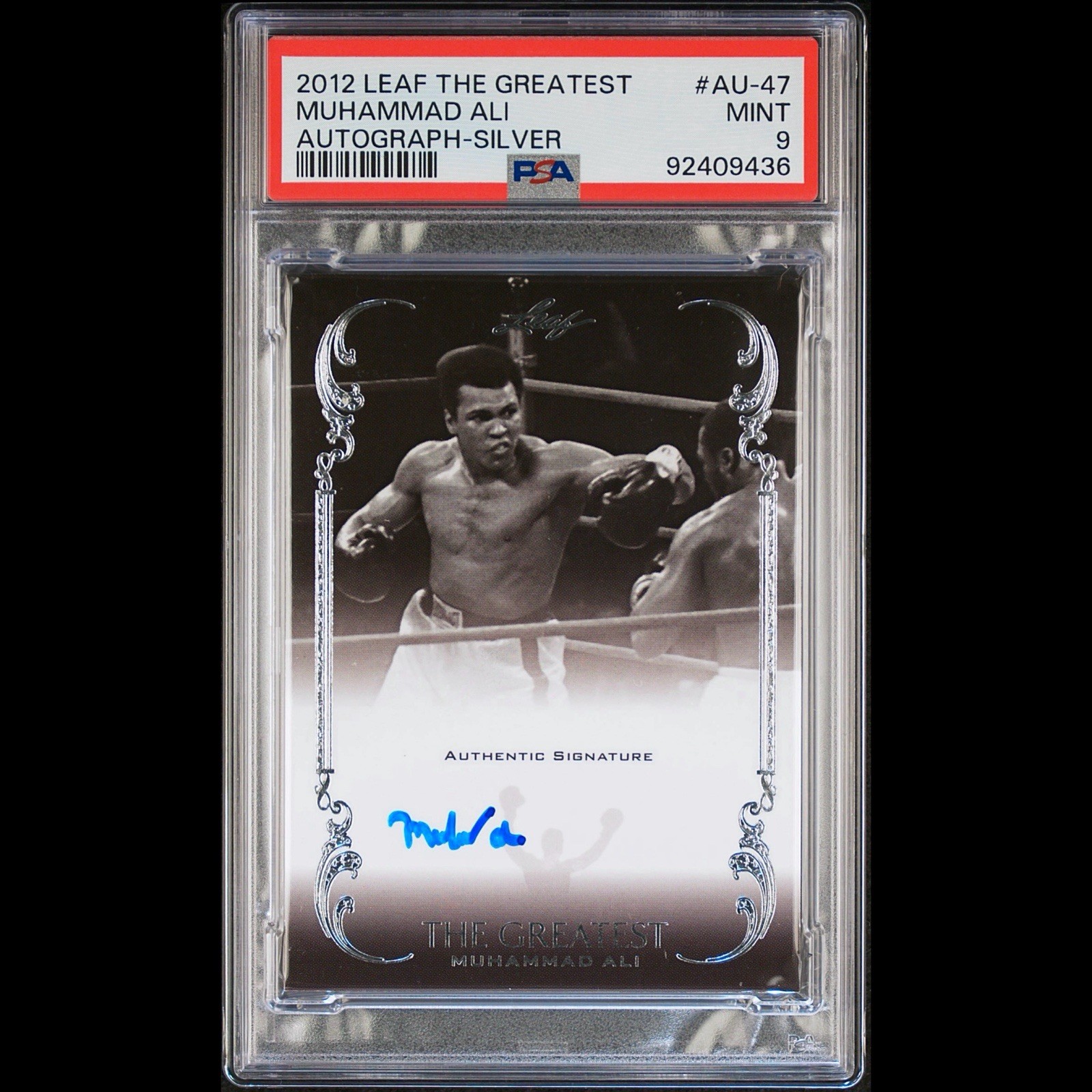 2012 LEAF MUHAMMAD ALI THE GREATEST AUTO SILVER #4/10 PSA 9 POP 2 NONE HIGHER view 1