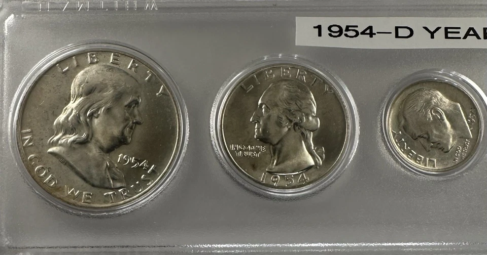 1954-D Mint 5-Coin Year Set – AU/BU – Toned Nickel – 90% Silver – Whitman Case - Image 2 of 4