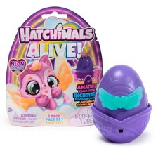 6-pack Hatchimals Alive Neon Rainbow Surprise Figures in Eggs, Ages 3 and up.