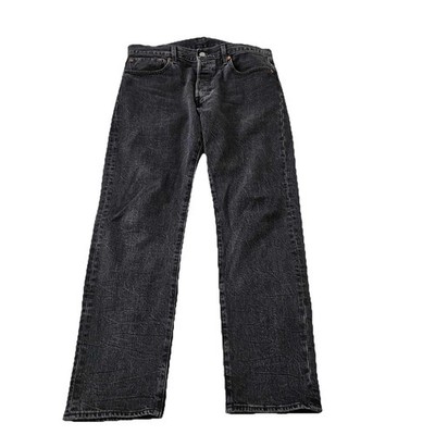 Levi's Jeans 501 ST Mens 34 x 32 Black Denim Straight Leg Shrink to Fit Big E