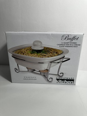 Circleware Kitchen Buffet 1.5 Quart Covered Casserole Dish w/ Warming Rack