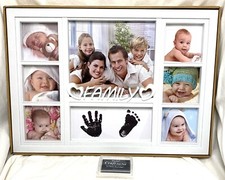 Baby Hand  Footprint Picture Frame 8 Slot 12" x 17" "Family" White