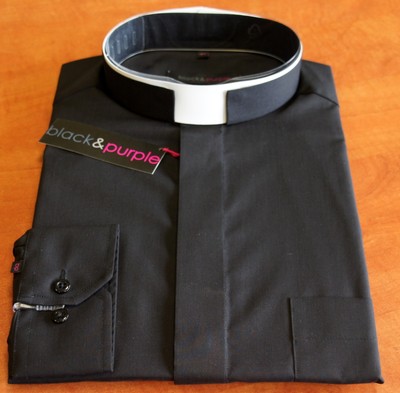 PLUS SIZE 3XL 4XL 5X CLERICAL PRIEST SHIRT BLACK ROMAN COLLAR LONG SLEEVE | eBay