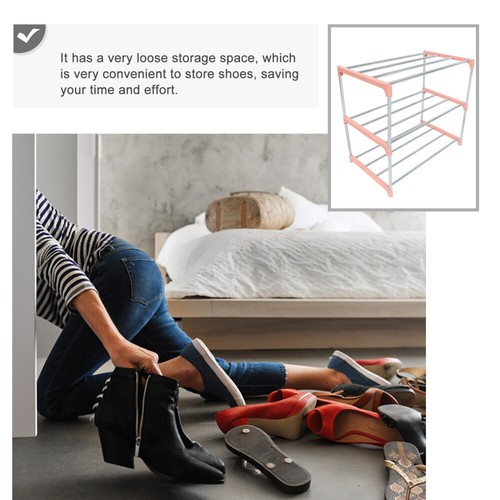 Stainless Steel Shoe Rack Child Storage Organizer Stackable Holder - Picture 8 of 12