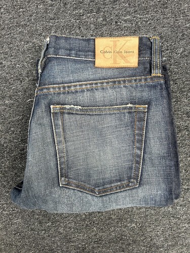 Pantalones de mezclilla para hombre Calvin Klein azules pierna recta calce regular talla 28 cremallera mosca - Imagen 2 de 16
