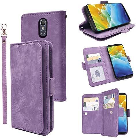 Compatible with LG Stylo 4 Wallet Case Wrist Strap Lanyard Leather Flip Card Hol