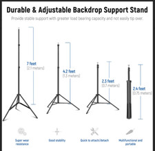 Neewer Photo Studio Backdrop Support System, 10ft/3m Wide 6.6ft/2m High Adjustab