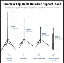 Neewer Photo Studio Backdrop Support System, 10ft/3m Wide 6.6ft/2m High Adjustab