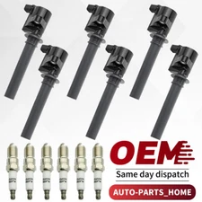 Pack 6 Ignition Coil Platinum Spark Plug for 2003-2008 Ford Escape 3.0L V6 FD502