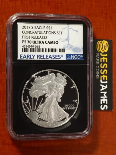 2017 S PROOF SILVER EAGLE NGC PF70 ULTRA CAMEO FR FROM CONGRATULATIONS SET