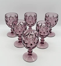 Imperial Glass Provincial Amethyst Water Goblets 7oz Thumbprint  VTG Set~6