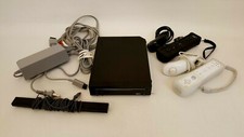 Nintendo Wii black model RVL-101  2 controllers  nunchucks  sensor family ed