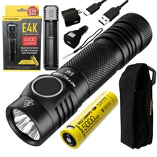 Combo: NITECORE E4K Flashlight Lumens w/Battery, UI1 USB Charger & USB Adapters