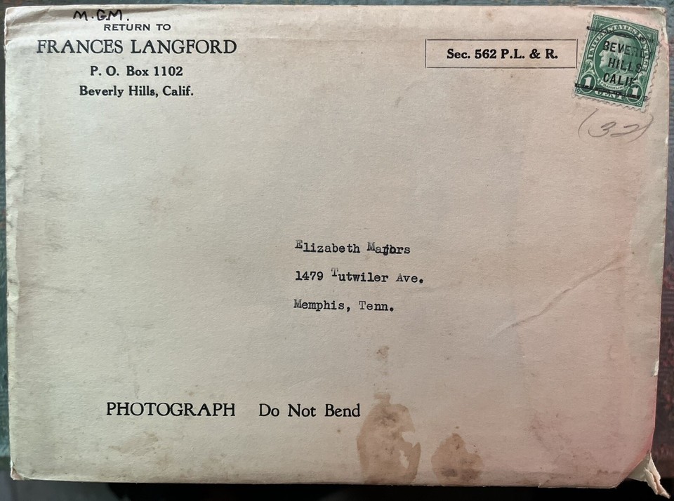 Hand Signed 5x7 Picture Actress Frances Langford W/Original Envelope