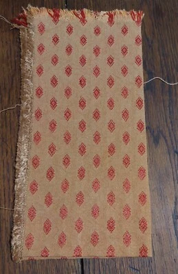 Coupon de tissu jacquard ameublement lin et soie 28 X 58 cm - Photo 1/4